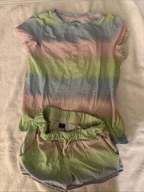 Old Navy Pastel Tie-Dye Pink Blue Green Kids Matching Set